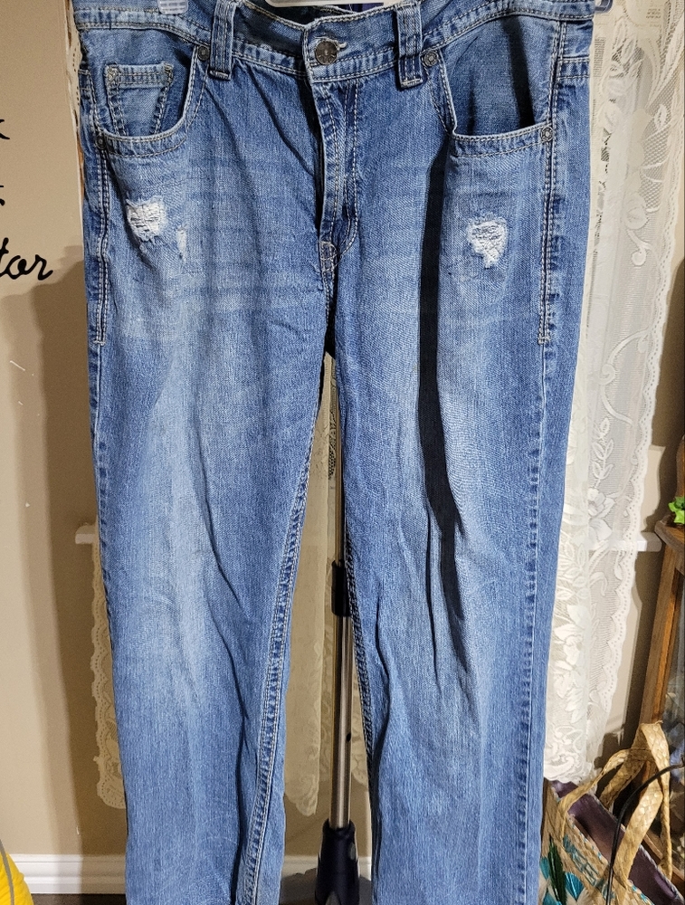 (2270) AXEL, Mens Relaxed straight, Denim,Jeans, W38 X L30, pre-owned distressed